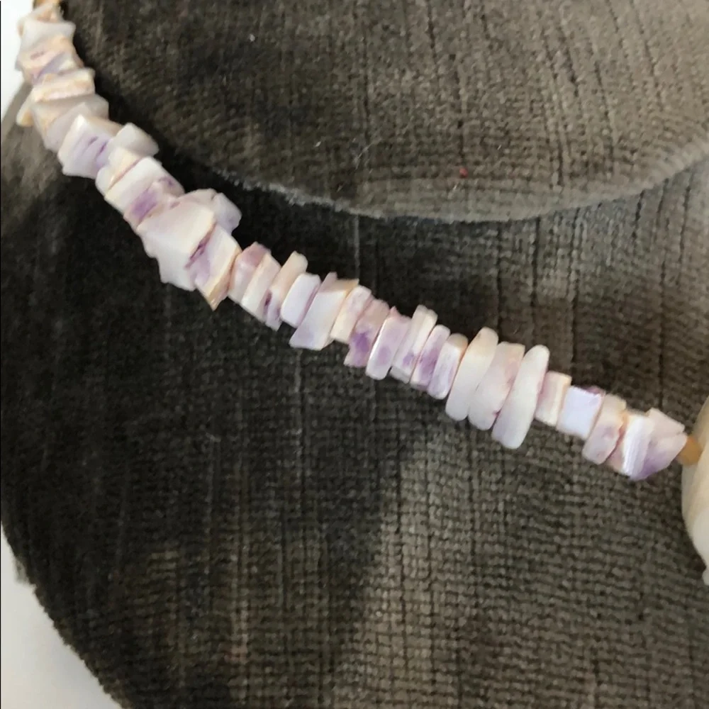 Hawaiian Cream and Purple Beaded Pula Necklace